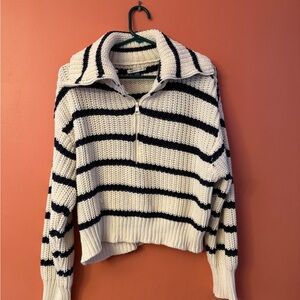 American Eagle Outfitters Black and White Striped Turtleneck Sweater